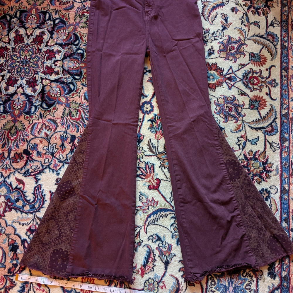 Tractr Plum Flared Pants with Corduroy Detail